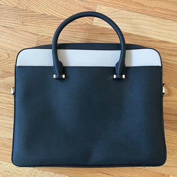 KATE SPADE NY Black Tan Leather Laptop Computer Bag Super Clean! - Picture 3 of 4